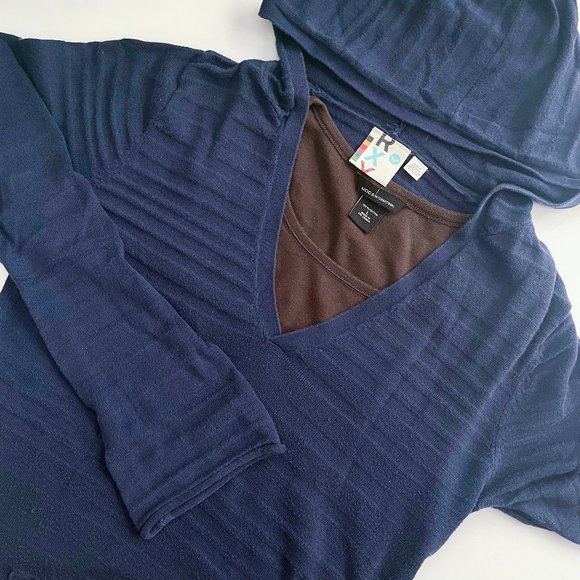 Roxy L Juniors LS Blue Top w Hood + Victoria's Secret Moda Brown Tank Bundle Lot - Picture 1 of 13